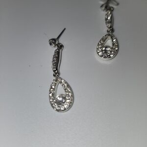 Source Unknown Sparkling Silver and rhinestone Teardrop Earrings